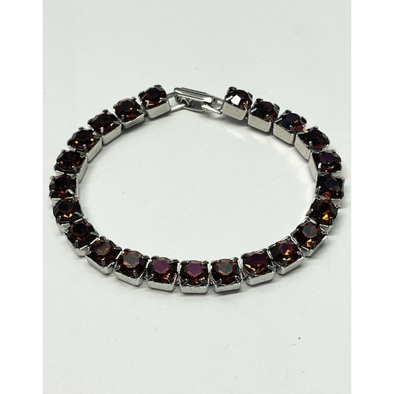 Vintage brown glass rhinestone bracelet - image 1