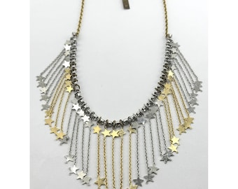 Vintage buzz rhinestone star chain necklace