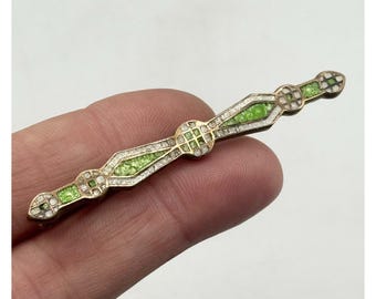 Pin de barra de esmalte guilloché verde antiguo