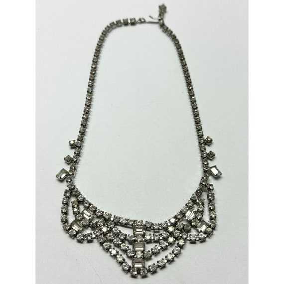 Vintage glass rhinestone bib collar necklace - image 5