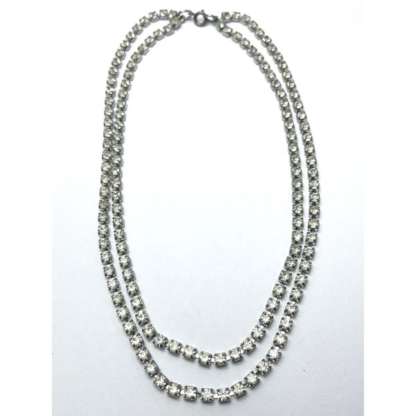 Double Strand Rhinestone Loops & Swirls Necklace