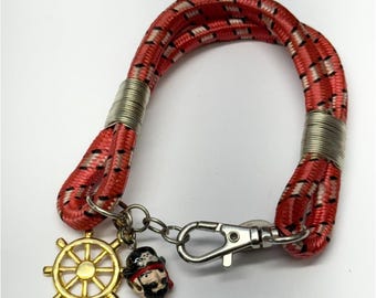 Vintage nautische bungeekoord bedelarmband rood