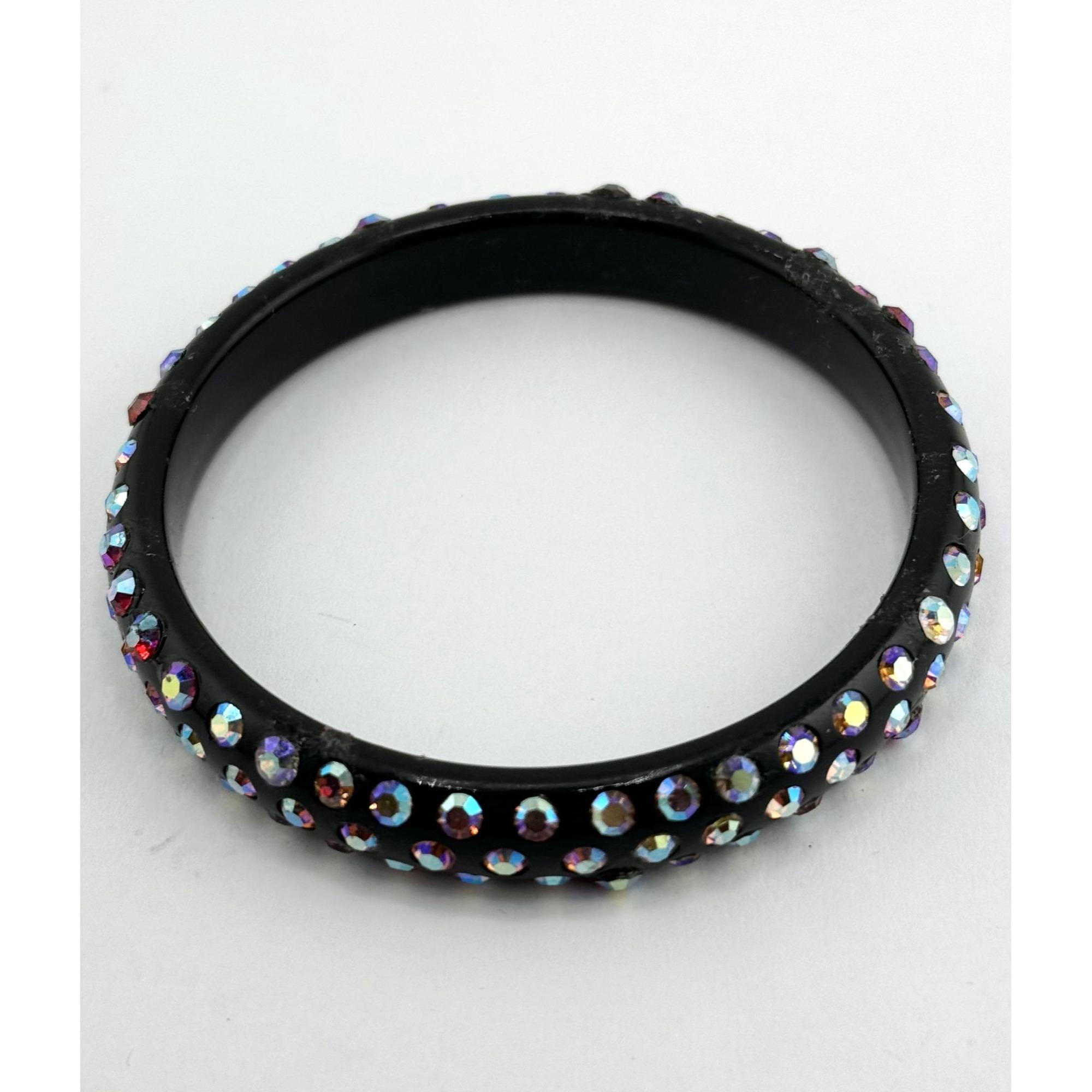 Vintage Black Rhinestone Bangle Bracelet - Etsy