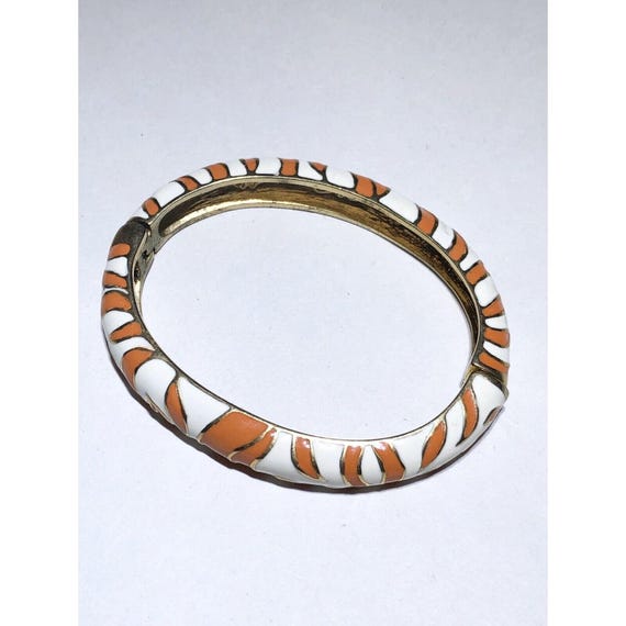 KJL Kenneth Jay Lane Enamel Striped Cuff Hinged B… - image 3