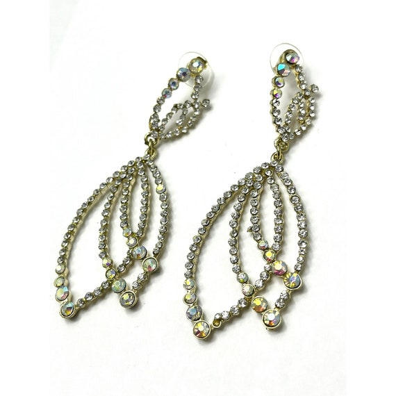 Vintage Rhinestone Drop Dangle Earrings - image 3