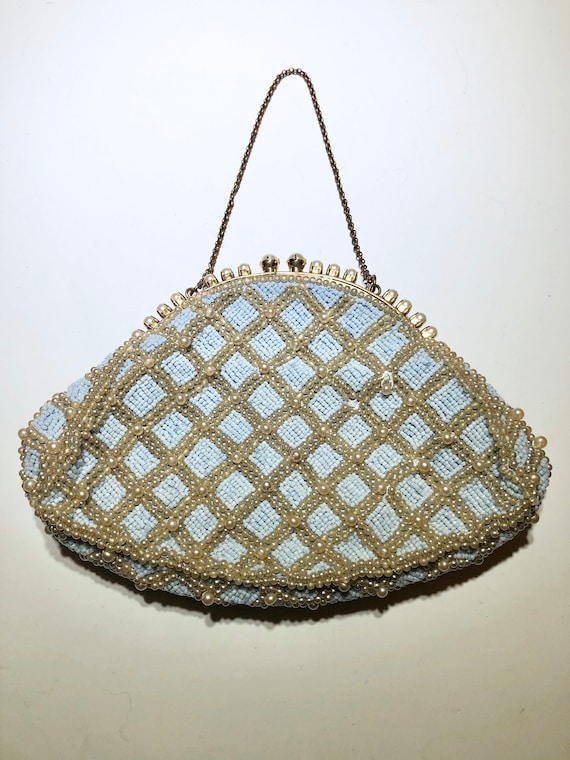 Jolles Original Beaded Faux pearl vintage bag purs