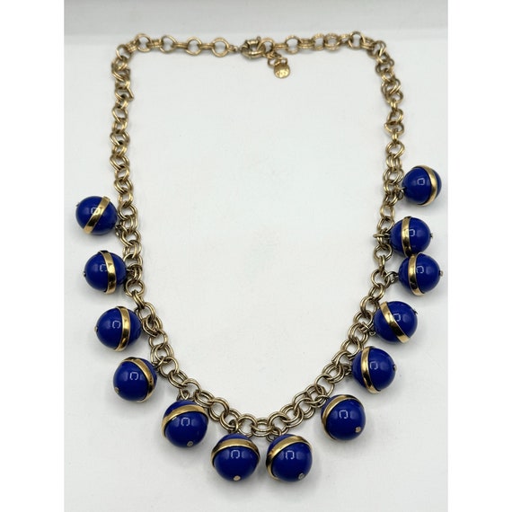 J Crew Blue Charm Gold Chain Necklace - image 5