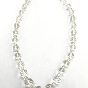 Sterling silver art deco estate rock crystal necklace