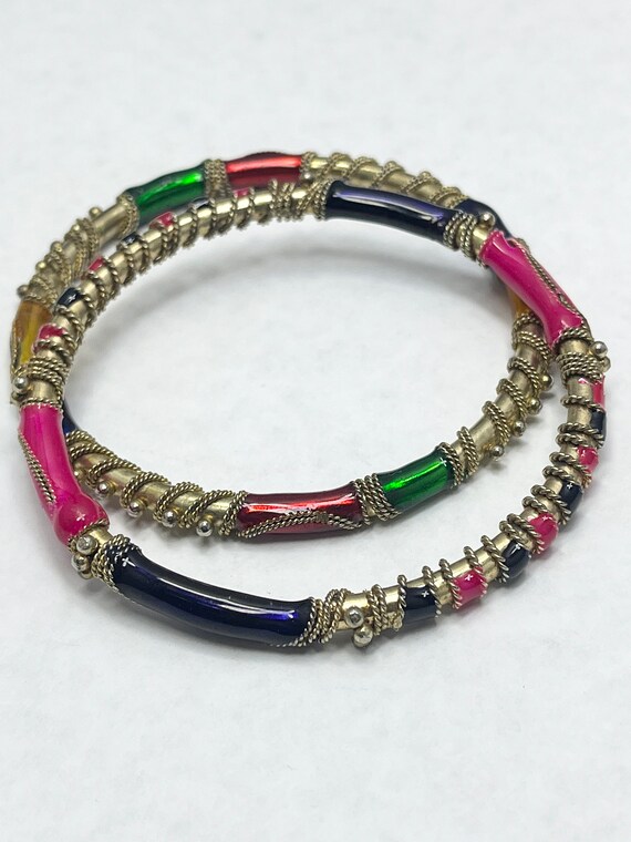 Vintage colorful enamel bangle Gem