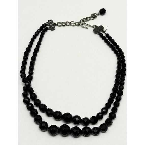 Black crystal bead necklace outlet