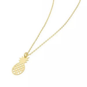 New Sterling Silver 14K Gold Vermeil Pineapple Necklace
