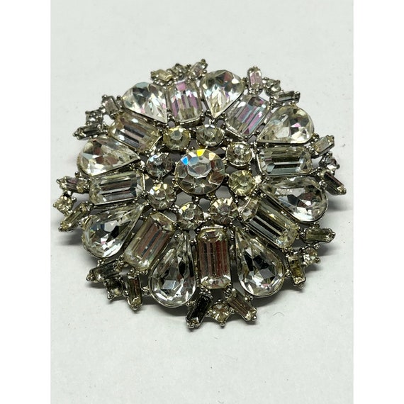 Vintage rhinestone flower brooch pin - image 2