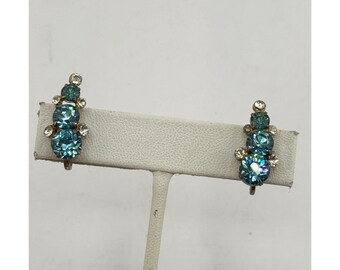 Pendientes vintage de diamantes de imitación azules de Coro