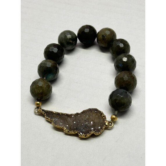 Vintage Semi Precious Druzy Stretch Bracelet Etsy Canada