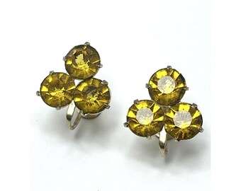 Orecchini con strass vintage Coro marrone