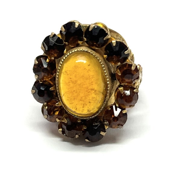 Antique Estate Glass Flower Ring - image 5
