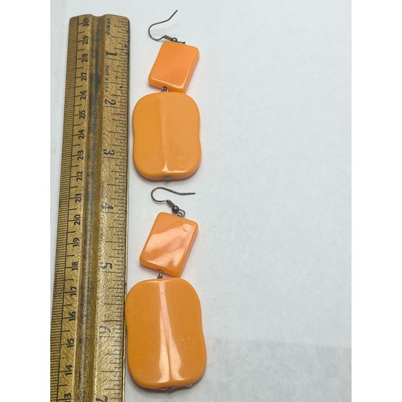 Vintage Orange Plastic Earrings - image 3