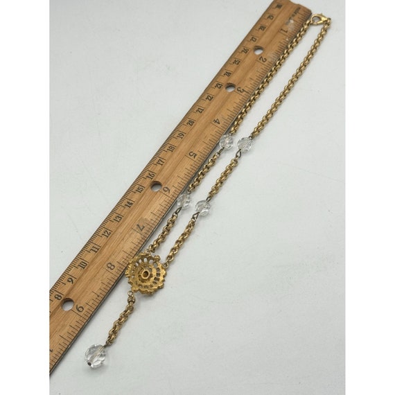 Vintage gold rhinestone crystal necklace - image 6