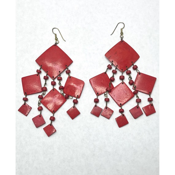 Vintage Red Tassel Earrings - image 1