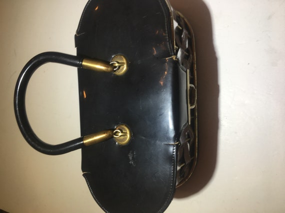 Vintage Metallic basket woven Box Purse Bag - image 3