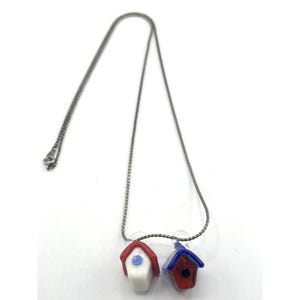 Vintage glass home houses charm necklace
