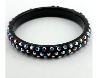Vintage black rhinestone bangle bracelet