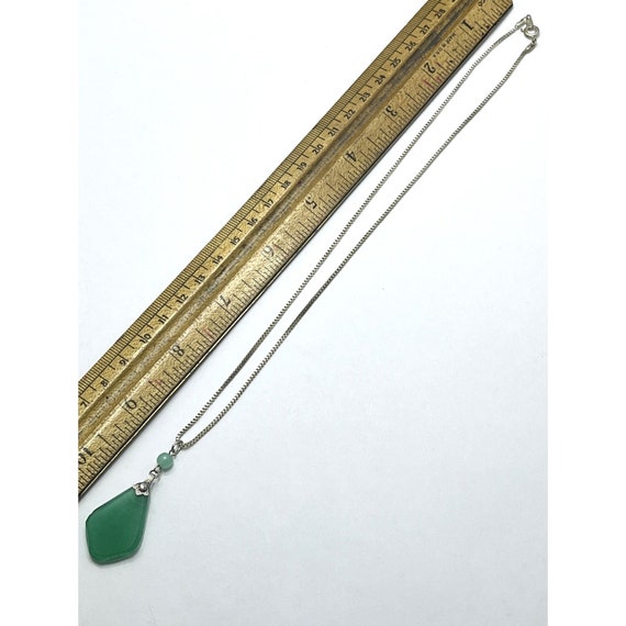 Vintage Green Glass Pendant Necklace - image 8