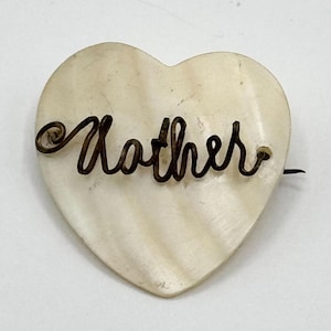 Estate Mother of Pearl Wire Work Heart Vintage Pin Brooch