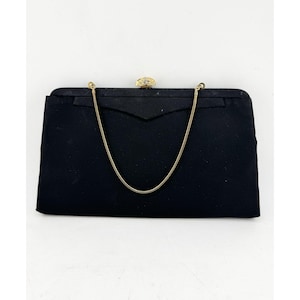 Vintage black satin purse handbag bag