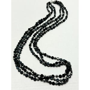 Vintage black multi strand glass beaded necklace