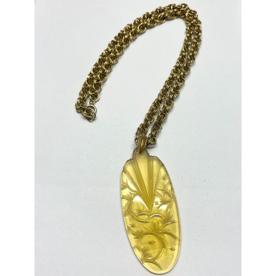 Vintage Art Glass Art Nouveau Pendant Necklace - image 4