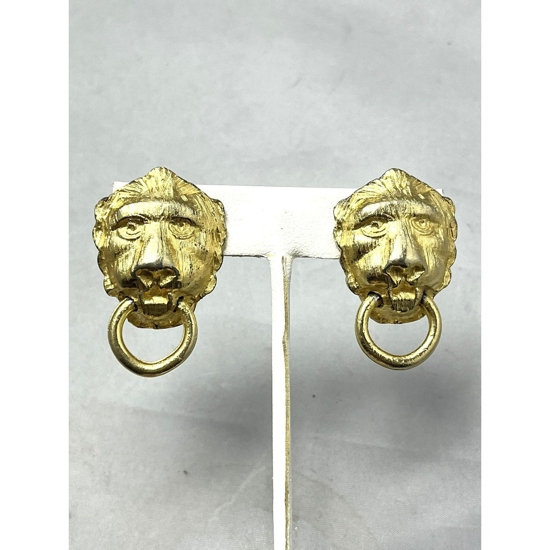 Vintage Lion Door Knocker Earrings Etsy