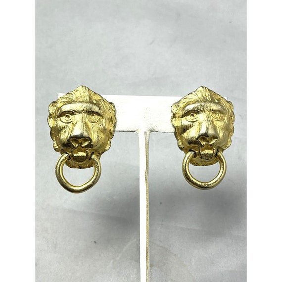 Vintage Lion Door Knocker Earrings - image 1