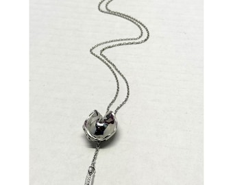 New Silver Fortune Cookie Necklace