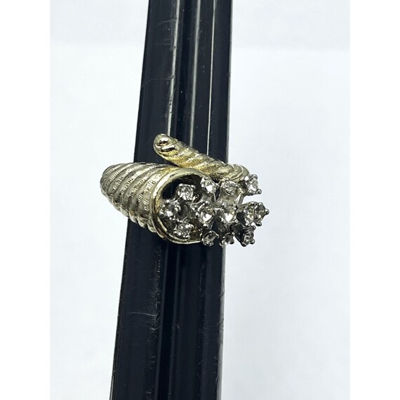 Vintage Cornucopia Rhinestone Ring - image 5
