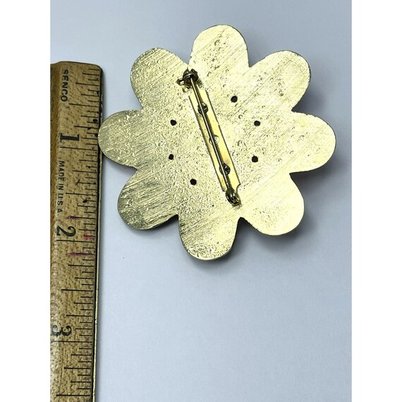 Vintage Jeweled Flower Brooch Pin - image 4