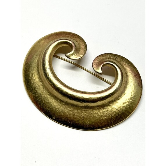 Vintage Textured Gold Brooch Pin - image 4