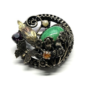 Vintage Glass Stone Brooch Pin
