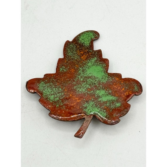 Vintage copper leaf brooch pin