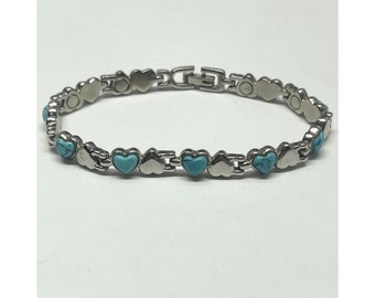 Vintage blue heart silver bracelet