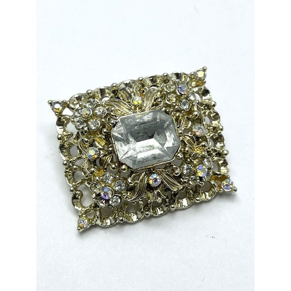 Vintage Coro Rhinestone Brooch Pin - image 4