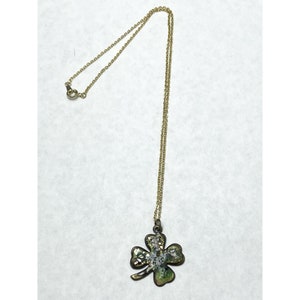 Colar Trevo Esmaltado Verde Vintage