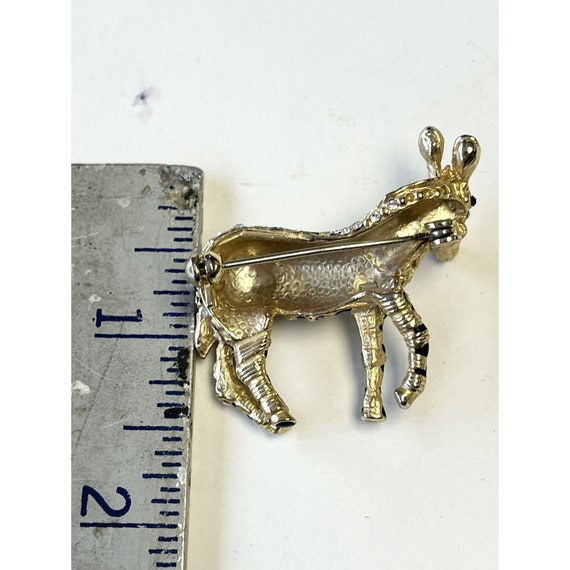 Vintage Rhinestone Enamel Zebra Brooch Pin - image 6