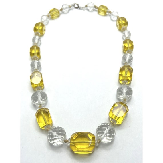 Art Deco Yellow Crystal Estate Collar Necklace - image 1