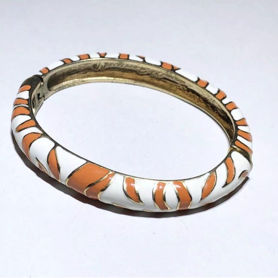 KJL Kenneth Jay Lane Enamel Striped Cuff Hinged B… - image 2