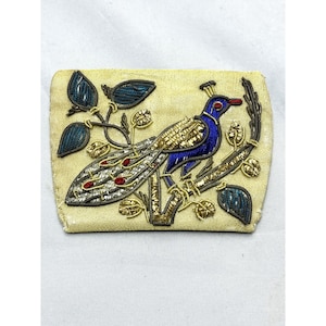 Vintage Jeweled Bird Pouch Bag Case Coin Purse