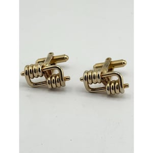 Vintage woven spiral gold tone cuff links