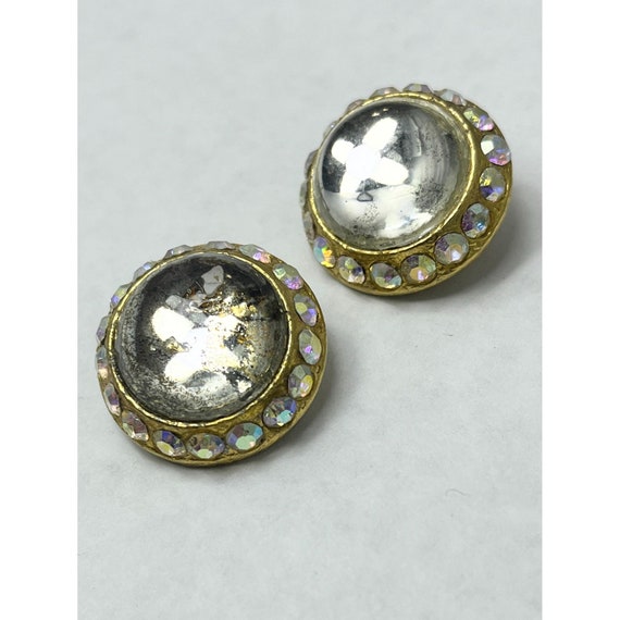 Vintage Glass Orb Rhinestone Earrings - image 3