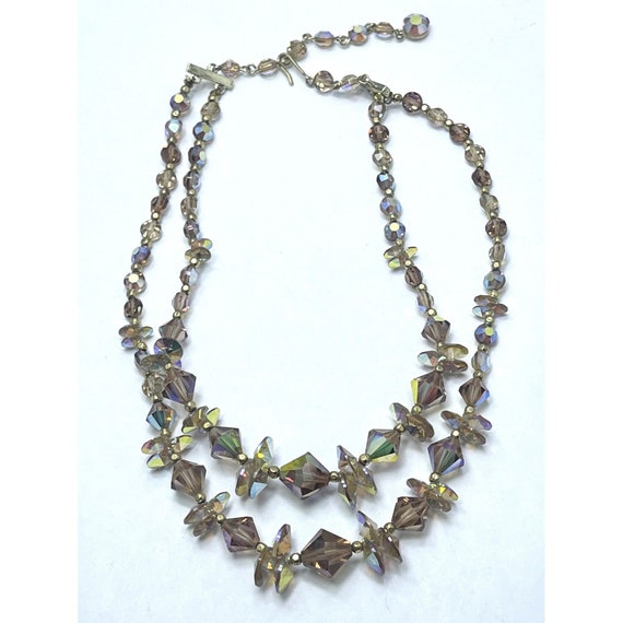 Vintage Faceted Crystal Glass Beaded Necklace - image 1