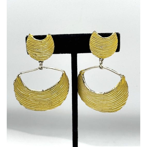 Vintage yellow enamel door knocker dangle earrings